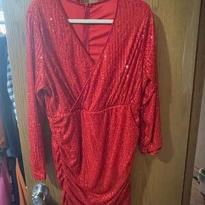 Elegant Red Sequin Dress